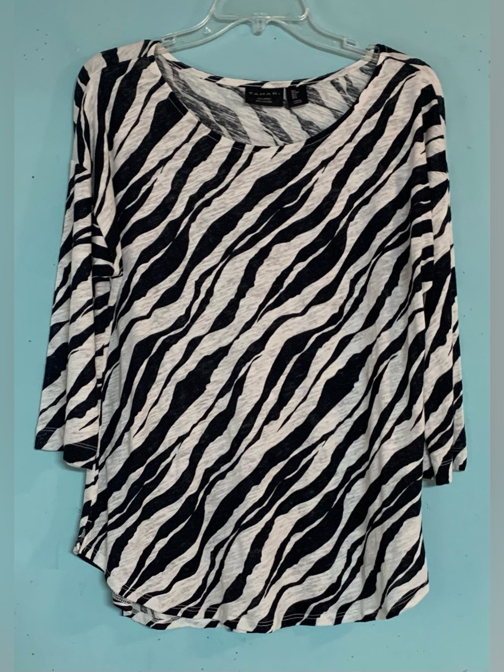 Ladies Tahari zebra top size L